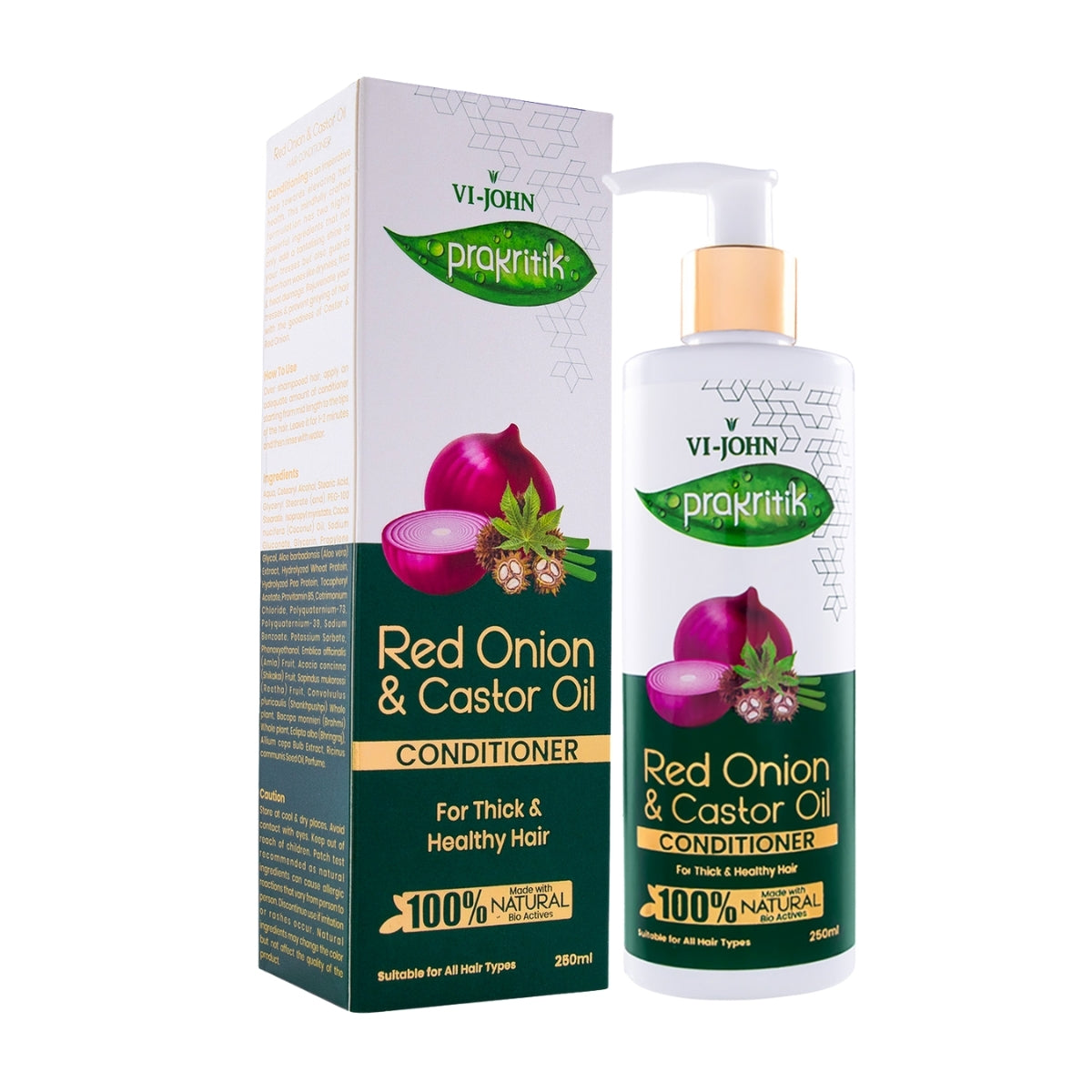 Prakritik Acondicionador Cebolla Roja y Castor 250 ml